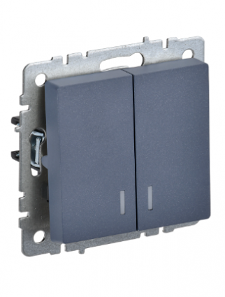 Фотография товара 'IEK BRITE Выключатель 2-клавишный с индикацией 10А ВС10-2-1-БрМ маренго BR-V20-1-10-K35'