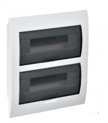 Фотография товара 'IEK  Корпус пластиковый ЩРВ-П-24 черная прозрачная дверь IP41 MKP12-V-24-41-G'