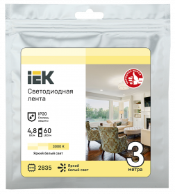 Фотография товара 'IEK Лента LED LSR-2835WW60-4,8-IP20-12В, LSR1-1-060-20-3-03'