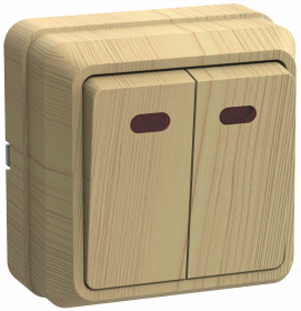 Фотография товара 'IEK Выключатель 2-клавишный для открытой установки с индикацией ВС20-2-1-ОС 10А ОКТАВА, EVO21-K03-10-DC'