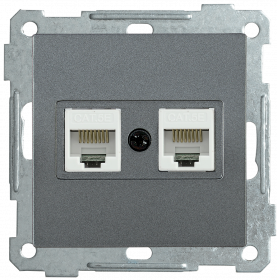 Фотография товара 'IEK Розетка 2-местная компьютерная РК10-2-Б RJ45 Cat5e BOLERO, EKB25-K95'