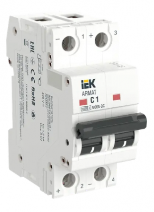 Фотография товара 'IEK ARMAT Автоматический выключатель M06N-DC 2P C 1А AR-M06N-2-C001DC'