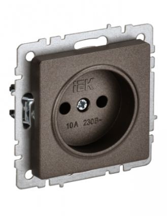 Фотография товара 'IEK BRITE Розетка 1-местная без заземления без защитных шторок 10А РС10-1-0-БрТБ темная бронза BR-R10-10-K45'