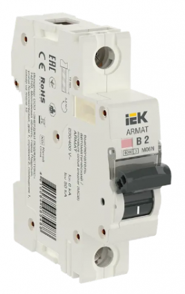 Фотография товара 'IEK ARMAT Автоматический выключатель M06N 1P B 2А AR-M06N-1-B002'