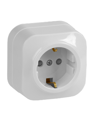 Фотография товара 'IEK Розетка одноместная для открытой установки РСш20-3-ХБ с заземлением и защитной шторкой 16А GLORY белый ERH14-K01-16'