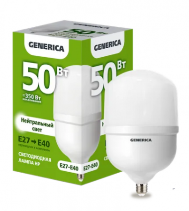 Фотография товара 'IEK Лампа светодиодная HP 50Вт 230В 4000К E27-E40 LL-HP-50-230-40-E27-E40-G'