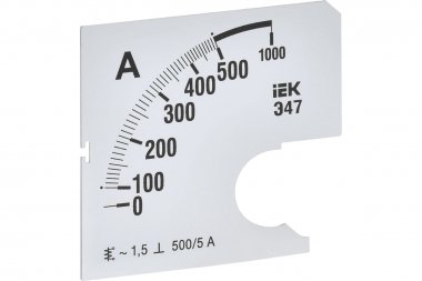 Фотография товара 'IEK IPA10D-SC-0500 Шкала смен. для амперметра Э47 500/5А-1,5 72х72мм'