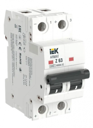 Фотография товара 'IEK ARMAT Автоматический выключатель M06N-DC 2P Z 63А, AR-M06N-2-Z063DC'