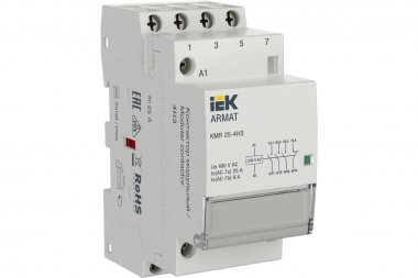 Фотография товара 'IEK AR-KMR10-025-04-230 ARMAT Контактор модульный KMR 25А 230В AC 4НЗ'