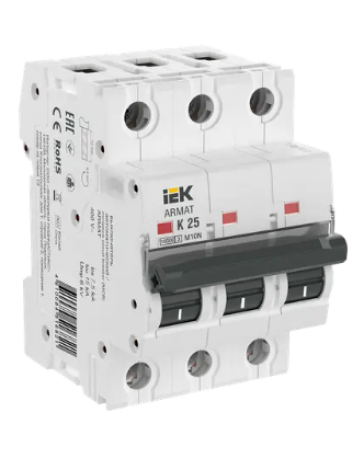Фотография товара 'IEK ARMAT Автоматический выключатель M10N 3P K 25А AR-M10N-3-K025'