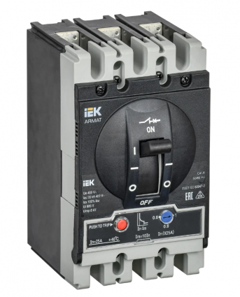Фотография товара 'IEK ARMAT Автоматический выключатель в литом корпусе 3P типоразмер S 35кА 25А AR-MCCB-3S-035-0025A-ATUC'