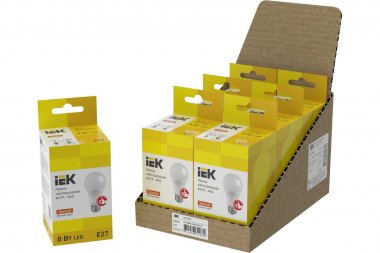 Фотография товара 'IEK LLA-A60-8-230-30-E27-6 Лампа LED ALFA A60 груша 8Вт 230В 3000К E27'