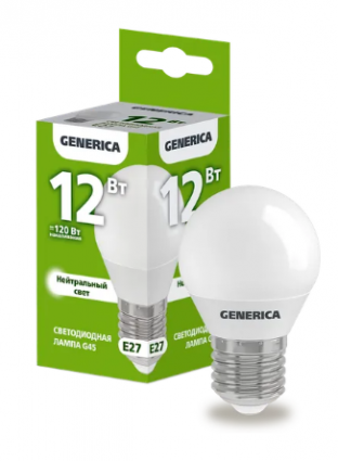 Фотография товара 'IEK Лампа светодиодная G45 шар 12Вт 230В 4000К E27 LL-G45-12-230-40-E27-G'