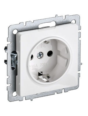 Фотография товара 'IEK BRITE Розетка 1-местная с заземлением без защитных шторок 16А РС11-1-0-БрБ белый BR-R11-16-K01'