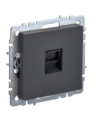 Фотография товара 'IEK BRITE Розетка компьютерная RJ45 кат.5E РК10-БрГ графит BR-K10-1-K53'