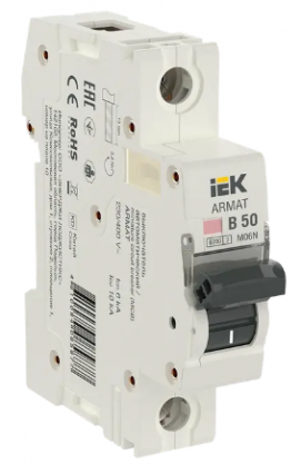 Фотография товара 'IEK ARMAT Автоматический выключатель M06N 1P B 50А AR-M06N-1-B050'