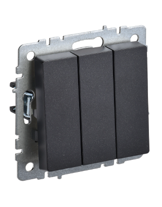 Фотография товара 'IEK BRITE Выключатель 3-клавишный 10А ВС10-3-0-БрЧ черный BR-V30-0-10-K02'