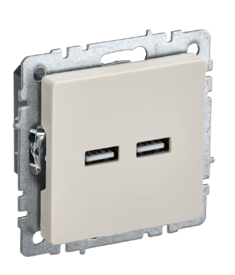 Фотография товара 'IEK BRITE Розетка USB A+A 5В 3,1А РЮ10-1-БрКр бежевый BR-U21-D31-K10'