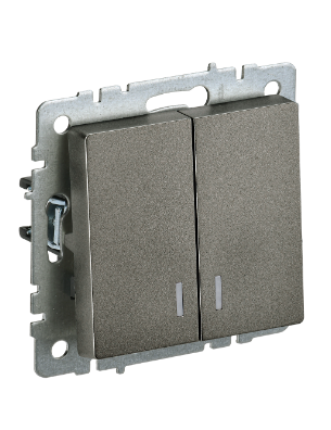 Фотография товара 'IEK BRITE Выключатель 2-клавишный с индикацией 10А ВС10-2-1-БрТБ темная бронза BR-V20-1-10-K45'