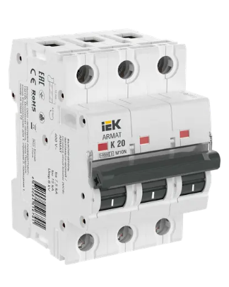 Фотография товара 'IEK ARMAT Автоматический выключатель M10N 3P K 20А AR-M10N-3-K020'