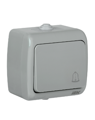 Фотография товара 'IEK Выключатель 1-клавишный для открытой установки кнопочный ВС-20-1-3-А 10А IP54 AQUATIC EVA14-K03-10-54'