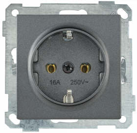 Фотография товара 'IEK Розетка РС11-1-0-Б с заземляющим контактом 16А BOLERO, ERB11-K95-16'