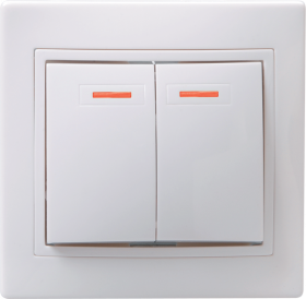 Фотография товара 'IEK Выключатель 2-клавишный с индикацией ВС10-2-1-КБ 10А КВАРТА, EVK21-K01-10-DM'