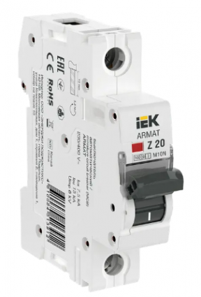 Фотография товара 'IEK ARMAT Автоматический выключатель M10N 1P Z 20А AR-M10N-1-Z020'