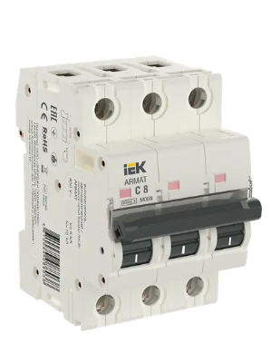 Фотография товара 'IEK ARMAT Автоматический выключатель M06N 3P C 8А AR-M06N-3-C008'
