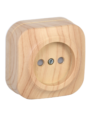 Фотография товара 'IEK Розетка одноместная для открытой установки РСш20-2-ХС без заземления с защитной шторкой 10А GLORY сосна ERH13-K34-10'