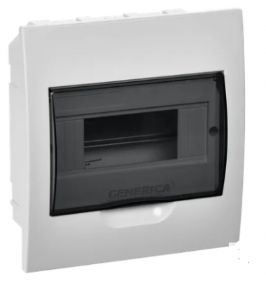 Фотография товара 'IEK Корпус пластиковый ЩРВ-П-8 черная прозрачная дверь IP41 MKP12-V-08-41-G'