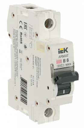 Фотография товара 'IEK ARMAT Автоматический выключатель M06N 1P B 6А AR-M06N-1-B006'