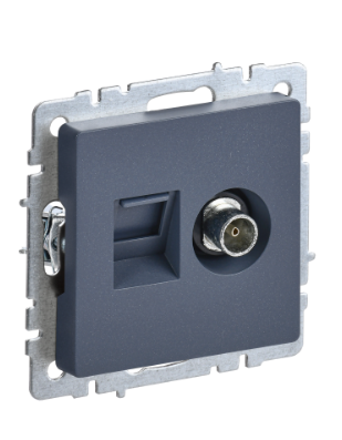 Фотография товара 'IEK BRITE Розетка двойная TV+RJ45 кат.5E РТВ/РК12-БрМ маренго BR-AK20-1-K35'