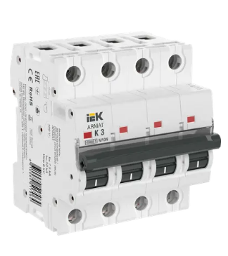 Фотография товара 'IEK ARMAT Автоматический выключатель M10N 4P K 3А AR-M10N-4-K003'