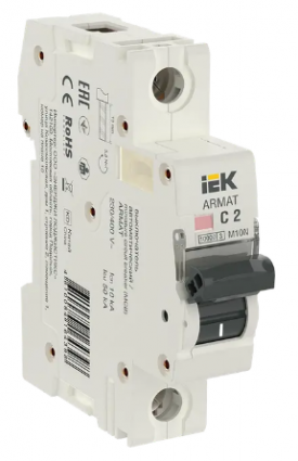 Фотография товара 'IEK ARMAT Автоматический выключатель M10N 1P C 2А AR-M10N-1-C002'