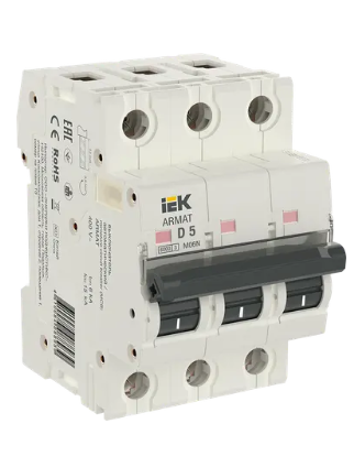 Фотография товара 'IEK ARMAT Автоматический выключатель M06N 3P D 5А, AR-M06N-3-D005'