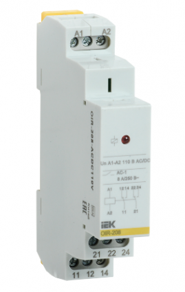 Фотография товара 'IEK Реле промежуточное модульное OIR 2 контакта 8А 110В AC/DC OIR-208-ACDC110V'