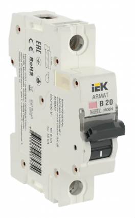 Фотография товара 'IEK ARMAT Автоматический выключатель M06N 1P B 20А AR-M06N-1-B020'