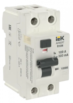 Фотография товара 'IEK ARMAT Выключатель дифференциального тока R10N 2P 100А 300мА тип A, AR-R10N-2-100A300'