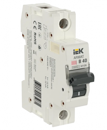 Фотография товара 'IEK ARMAT Автоматический выключатель M10N 1P B 40А AR-M10N-1-B040'