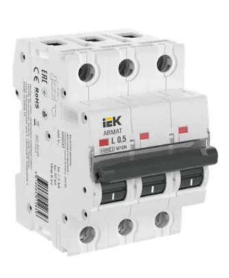 Фотография товара 'IEK ARMAT Автоматический выключатель M10N 3P L 0,5А AR-M10N-3-L0D5'