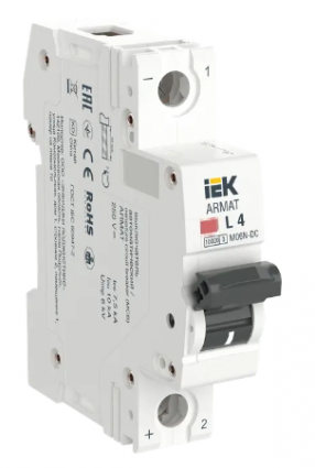 Фотография товара 'IEK ARMAT Автоматический выключатель M06N-DC 1P L 4А, AR-M06N-1-L004DC'