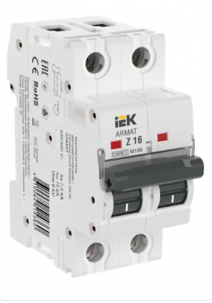 Фотография товара 'IEK ARMAT Автоматический выключатель M10N 2P Z 16А AR-M10N-2-Z016'