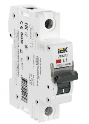 Фотография товара 'IEK ARMAT Автоматический выключатель M10N 1P L 1А AR-M10N-1-L001'