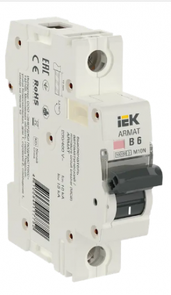 Фотография товара 'IEK ARMAT Автоматический выключатель M10N 1P B 6А AR-M10N-1-B006'