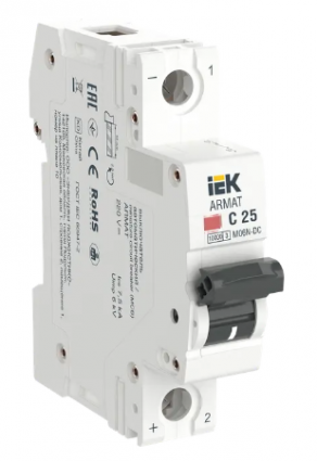 Фотография товара 'IEK ARMAT Автоматический выключатель M06N-DC 1P C 25А AR-M06N-1-C025DC'
