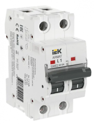 Фотография товара 'IEK ARMAT Автоматический выключатель M10N 2P L 1А AR-M10N-2-L001'