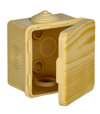 Фотография товара 'IEK Коробка распаячная КМ для открытой проводки с откидной крышкой 65х65х50мм IP54 4 гермоввода сосна UKO31-065-065-050-K34-54'