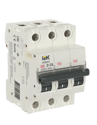 Фотография товара 'IEK ARMAT Автоматический выключатель M06N 3P D 20А, AR-M06N-3-D020'