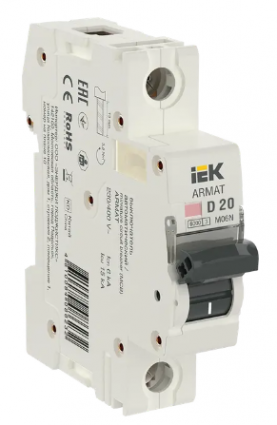 Фотография товара 'IEK ARMAT Автоматический выключатель M06N 1P D 20А AR-M06N-1-D020'